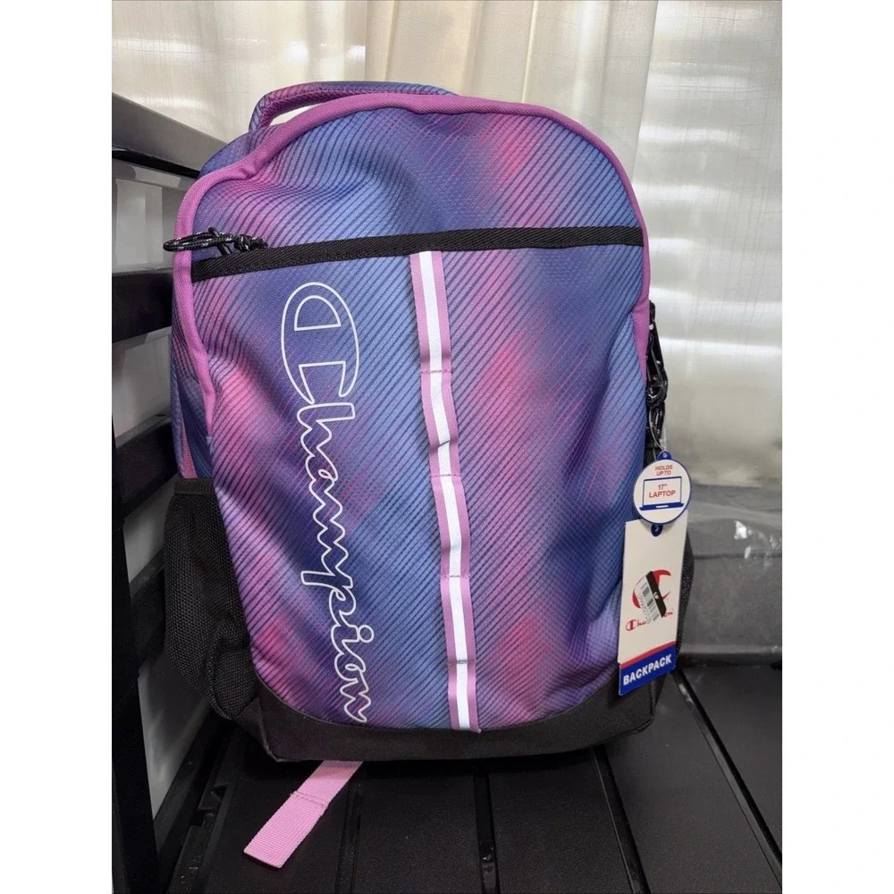 BRAND NEW Champion Center Backpack - Blue/Pink‎ With Zipper Pockets Laptop Bag